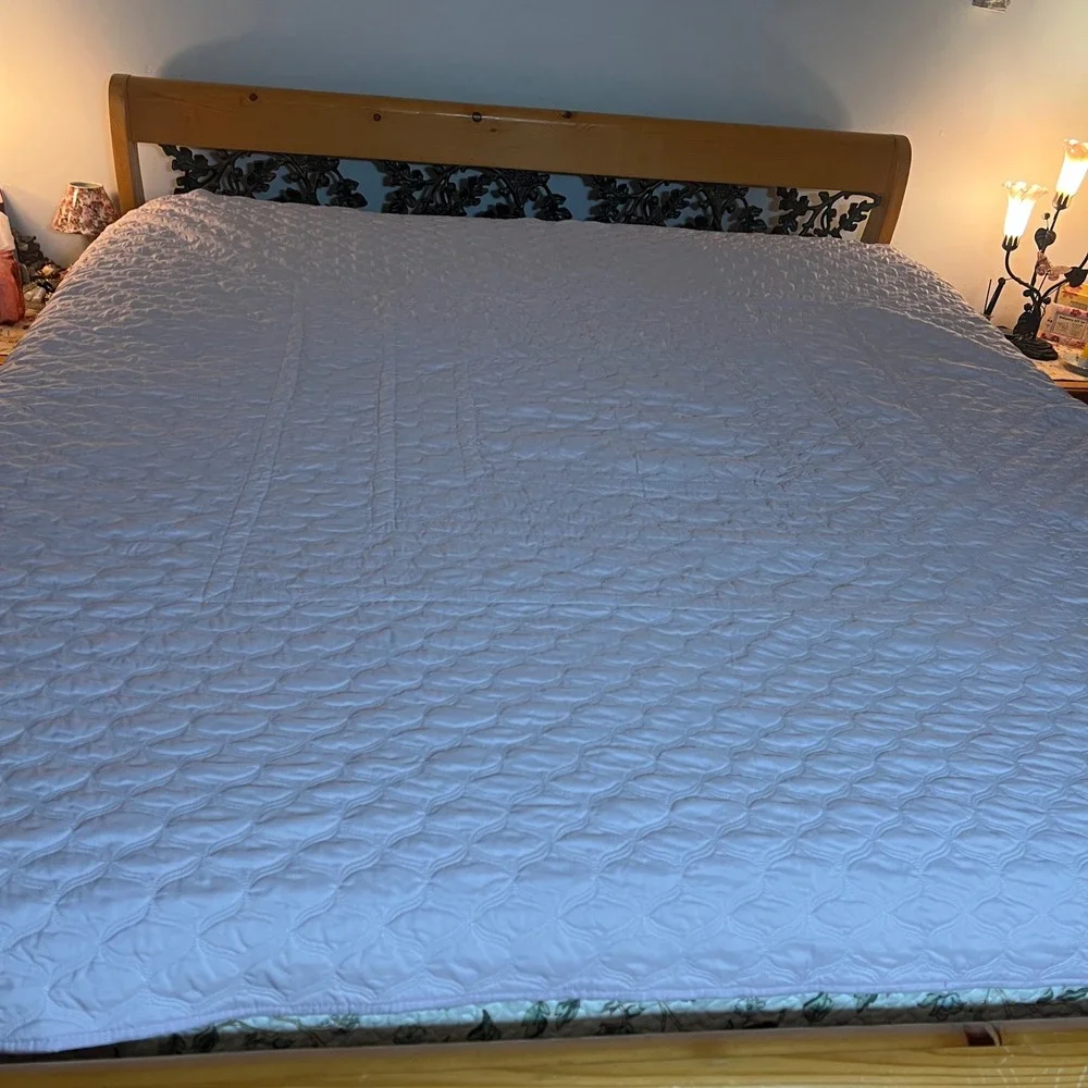 Floral Quilted Bedspread Set 3pc‎ Sage Green Rose Cottagecore Farmhouse Queen